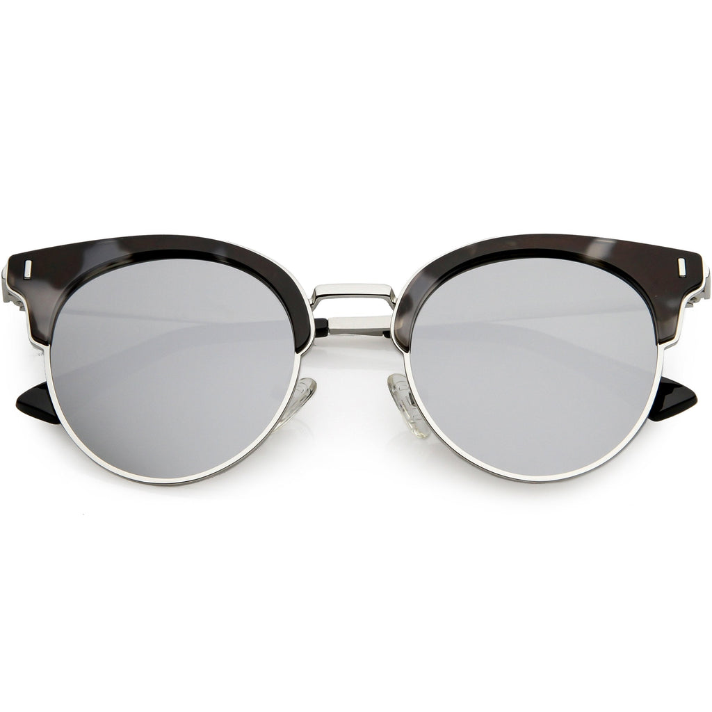 Women's Polarized Round Horned Rim Half Frame Sunglasses C828