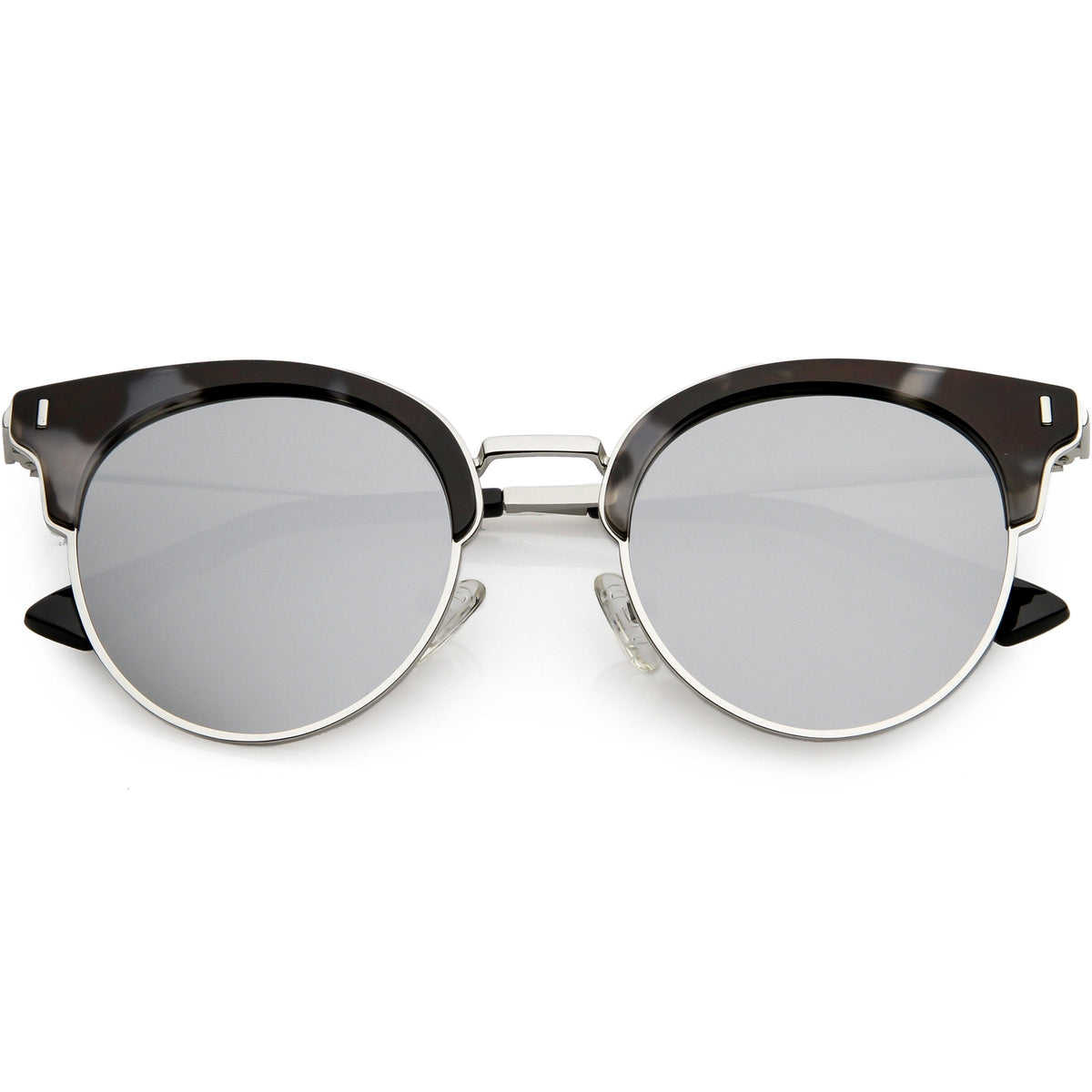 Women's Polarized Round Horned Rim Half Frame Sunglasses C828