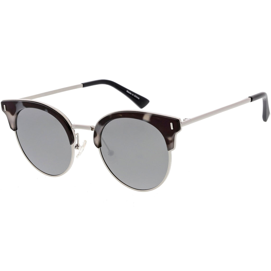 Women's Polarized Round Horned Rim Half Frame Sunglasses C828