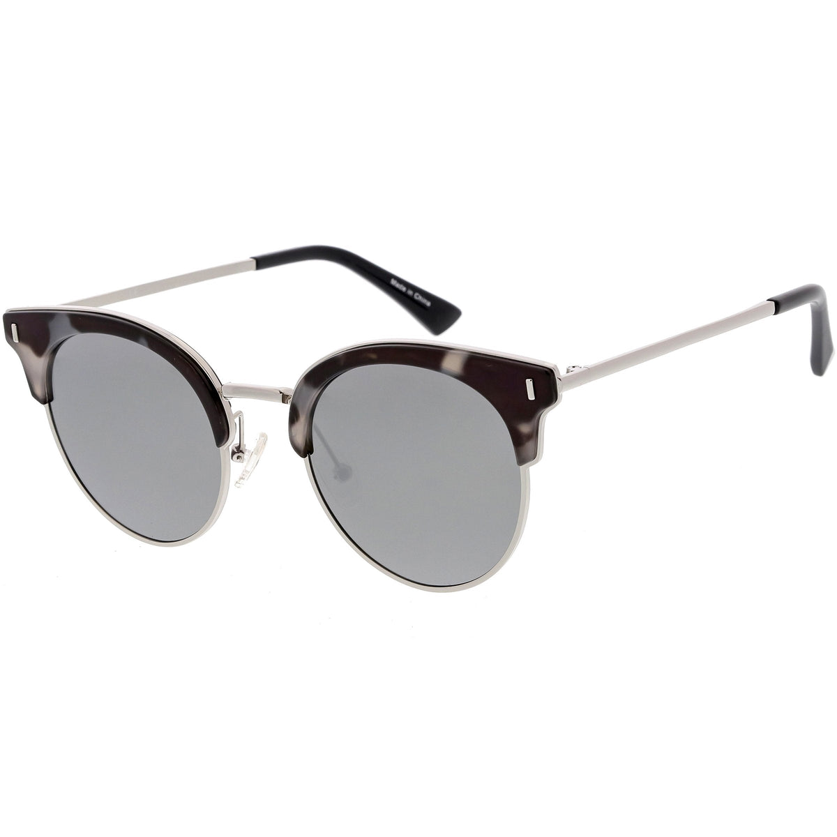 Women's Polarized Round Horned Rim Half Frame Sunglasses C828