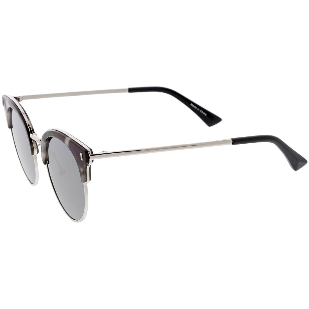 Women's Polarized Round Horned Rim Half Frame Sunglasses C828