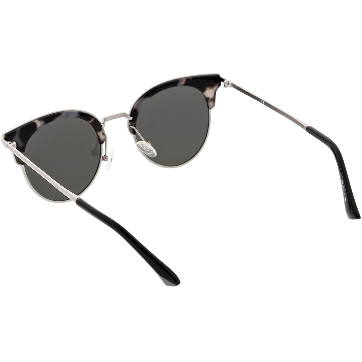 Women's Polarized Round Horned Rim Half Frame Sunglasses C828