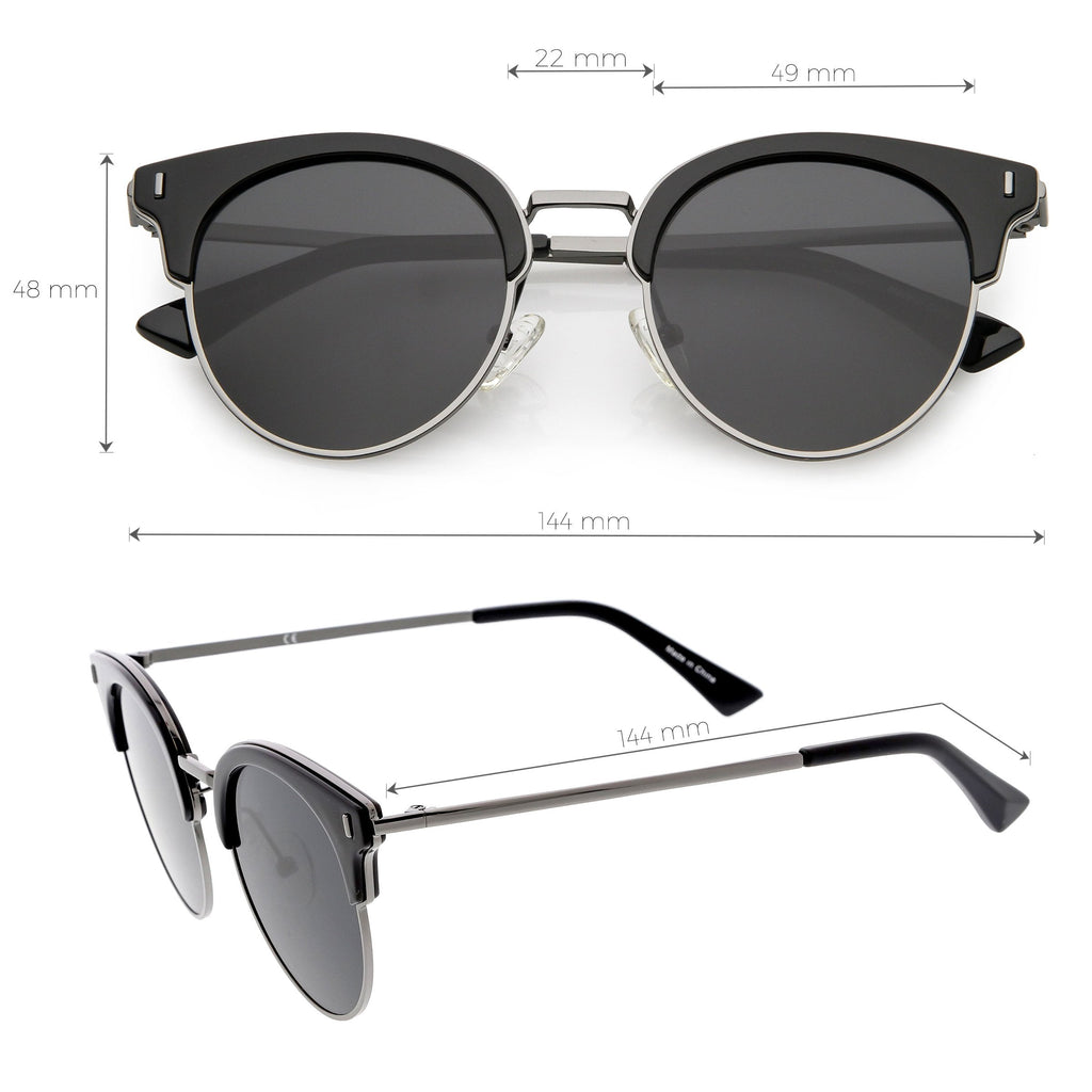 Women's Polarized Round Horned Rim Half Frame Sunglasses C828