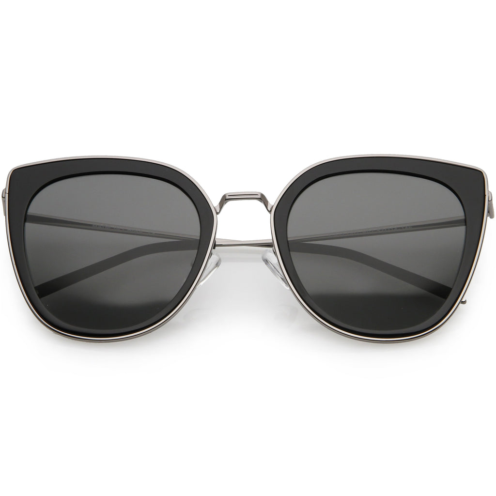 Women's Oversize Polarized Cat Eye Metal Frame Sunglasses C822
