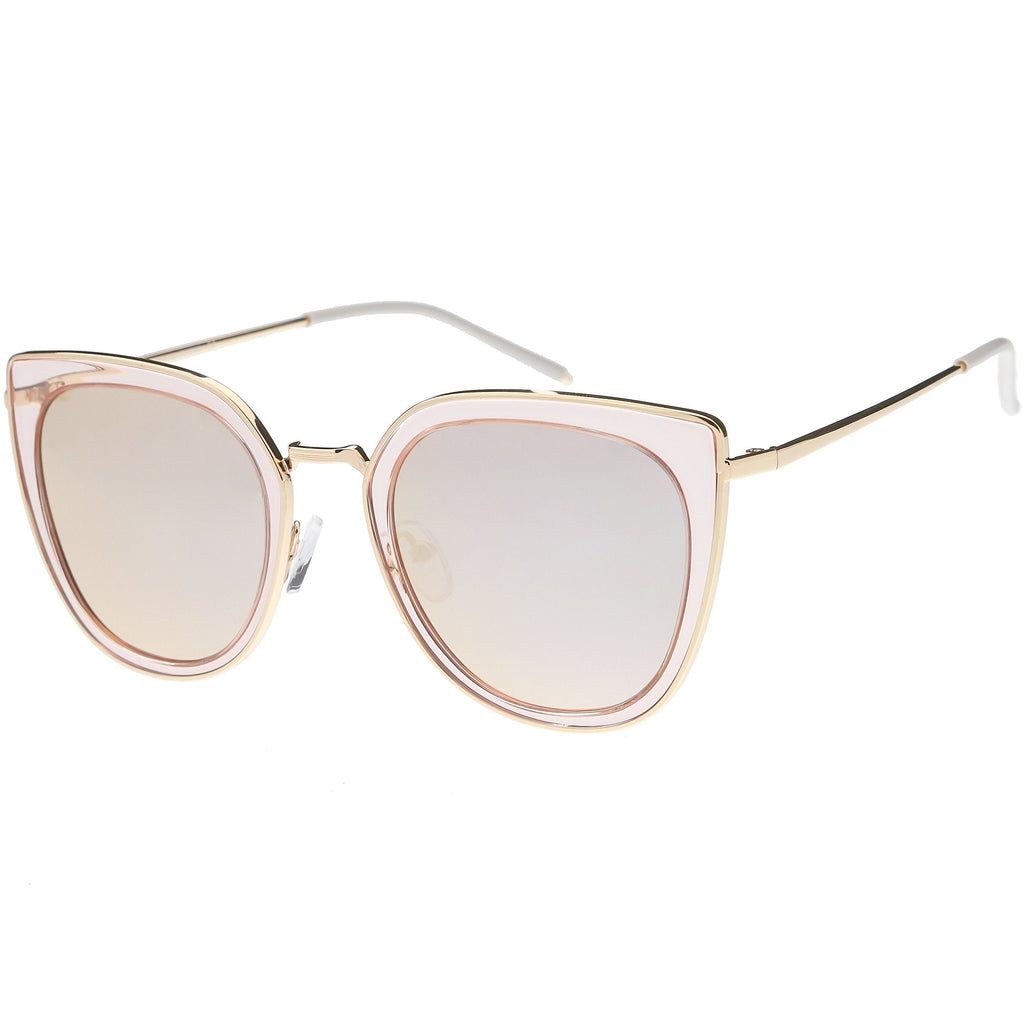 Women's Oversize Polarized Cat Eye Metal Frame Sunglasses C822