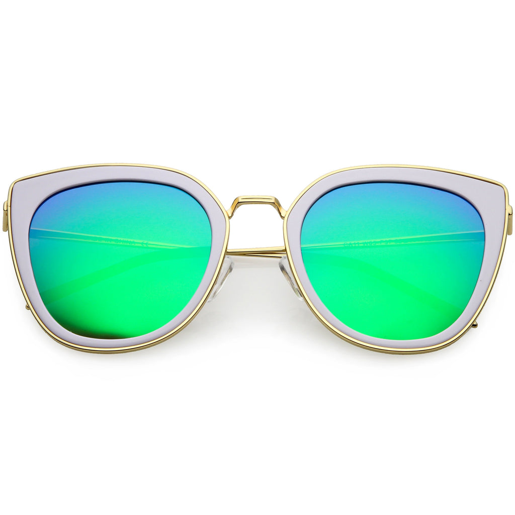 Women's Oversize Polarized Cat Eye Metal Frame Sunglasses C822