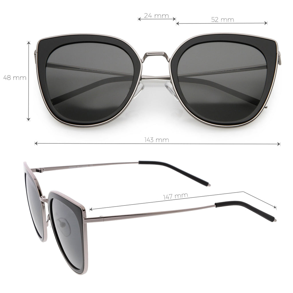 Women's Oversize Polarized Cat Eye Metal Frame Sunglasses C822
