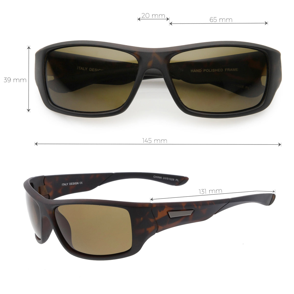Premium Polarized Sports Wrap Rectangle Sunglasses C794 65mm