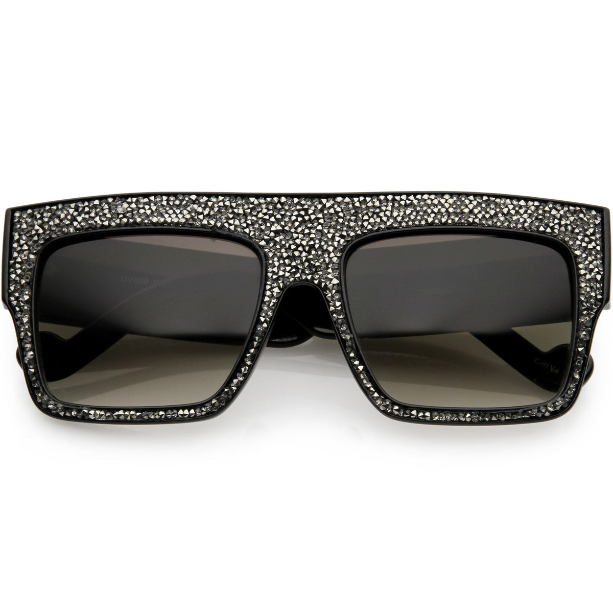 Women's Crystal Rhinestone Flat Top Mirrored Lens Sunglasses C880