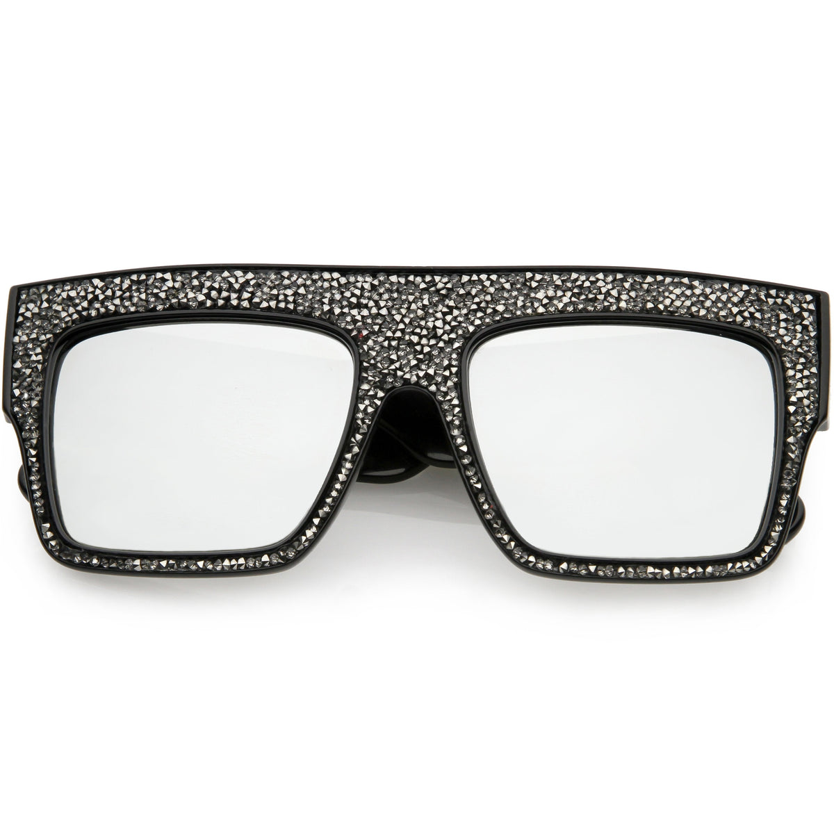 Women's Crystal Rhinestone Flat Top Mirrored Lens Sunglasses C880
