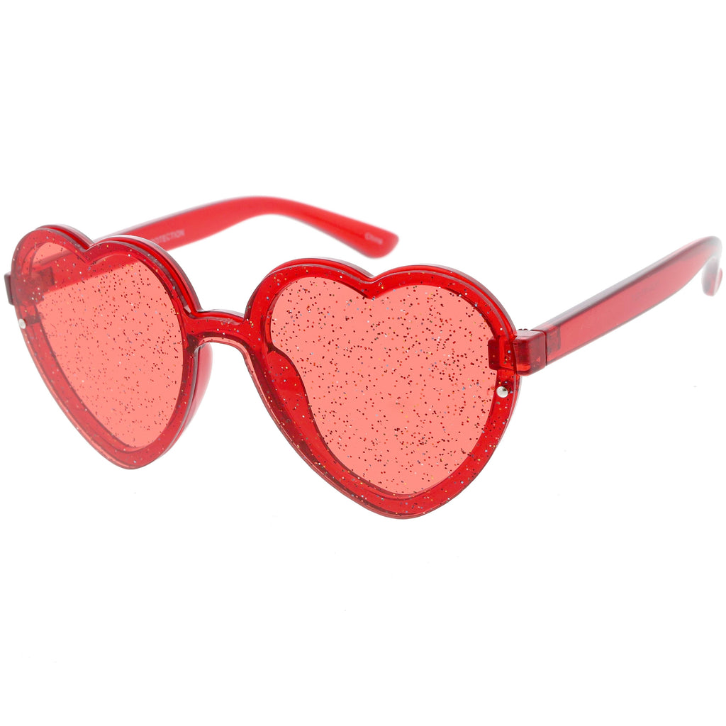 Women's Colorful Heart Shape Glitter Lens Novelty Sunglasses C879