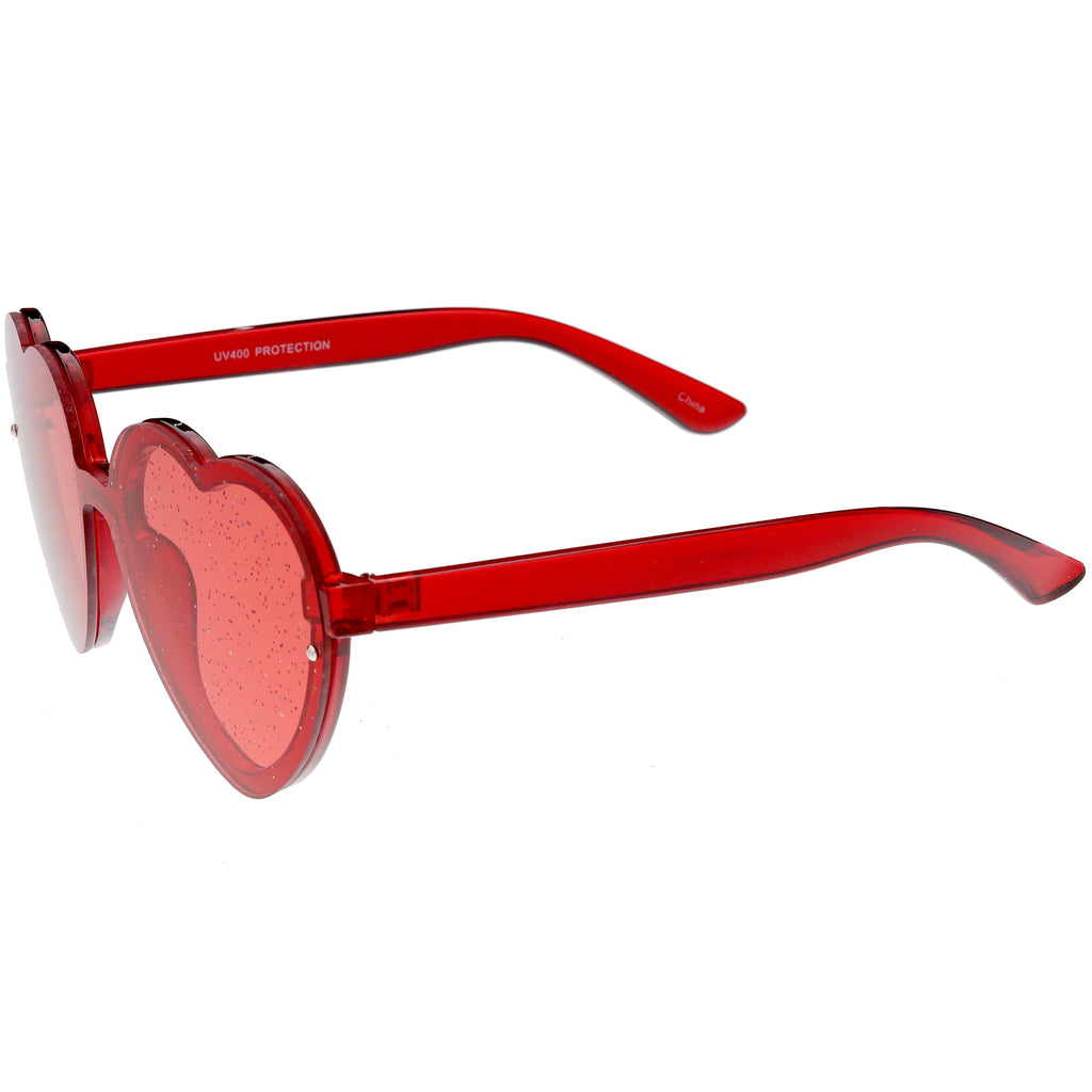 Women's Colorful Heart Shape Glitter Lens Novelty Sunglasses C879
