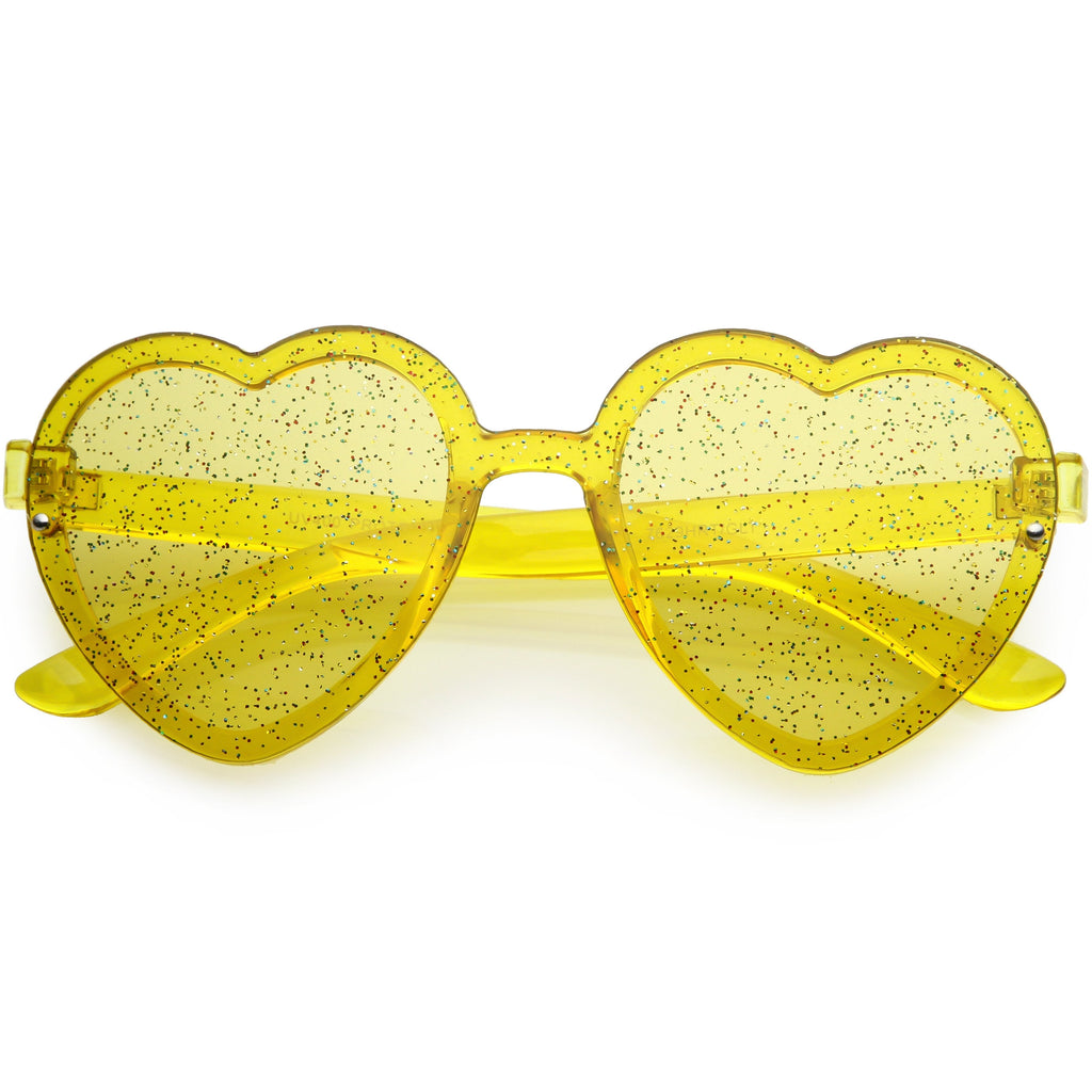 Women's Colorful Heart Shape Glitter Lens Novelty Sunglasses C879