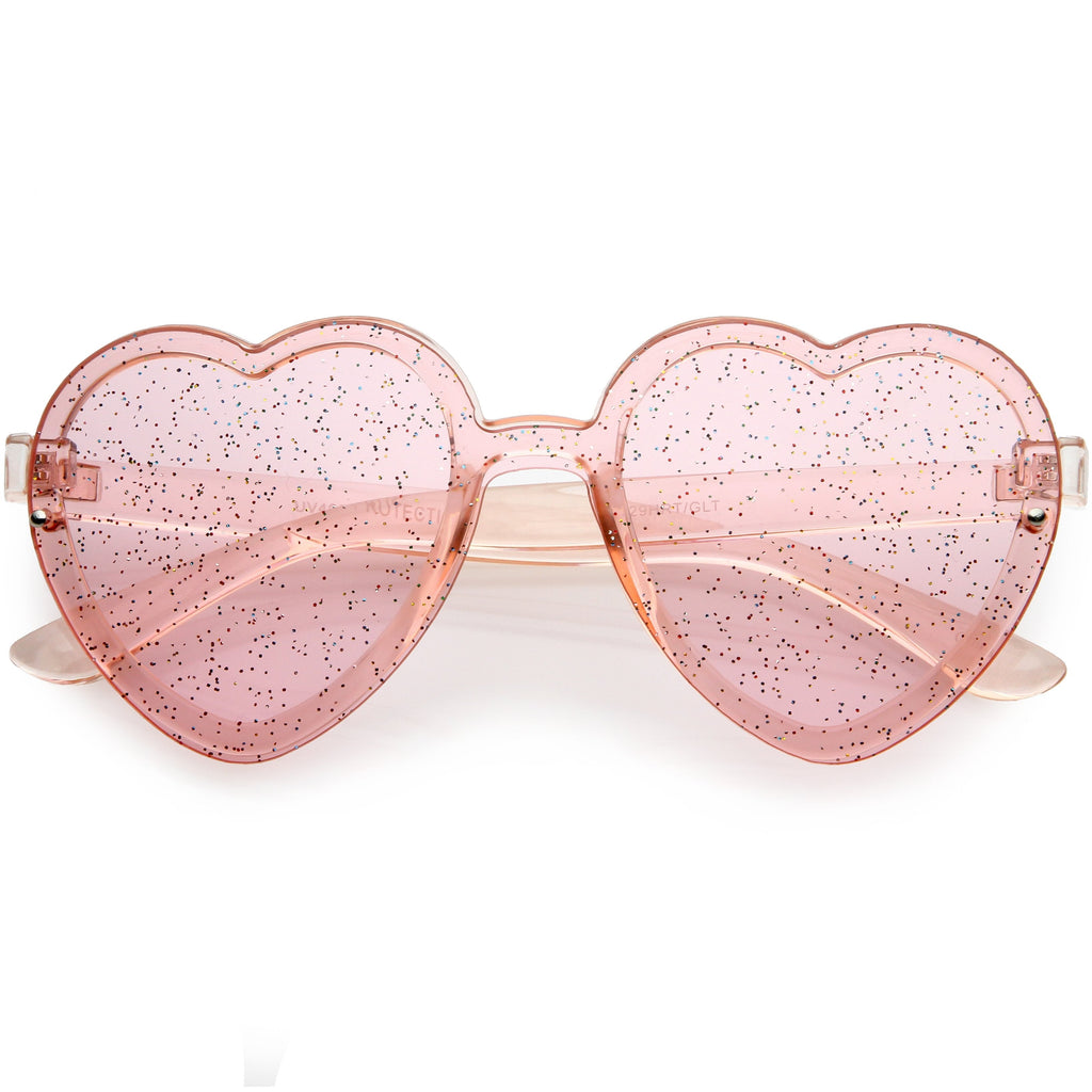 Women's Colorful Heart Shape Glitter Lens Novelty Sunglasses C879