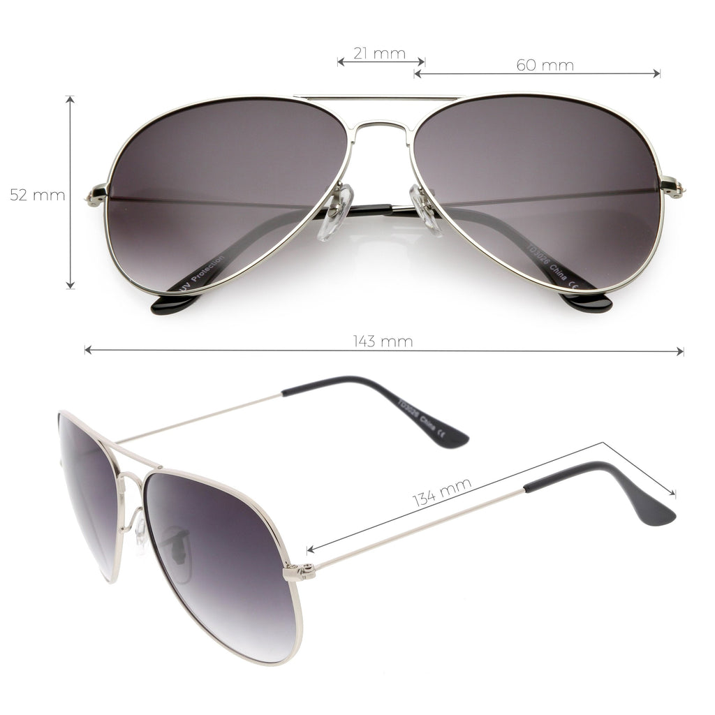 Large Full Metal Aviator Gradient Lens Sunglasses C764 60mm