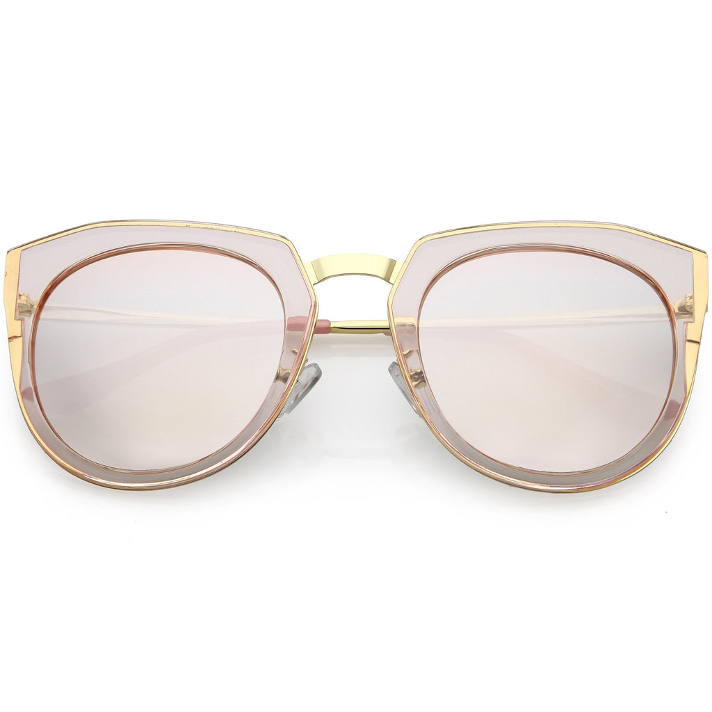 Women's Polarized Round Cat Eye Mirrored Lens Sunglasses C823