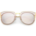 Women's Polarized Round Cat Eye Mirrored Lens Sunglasses C823