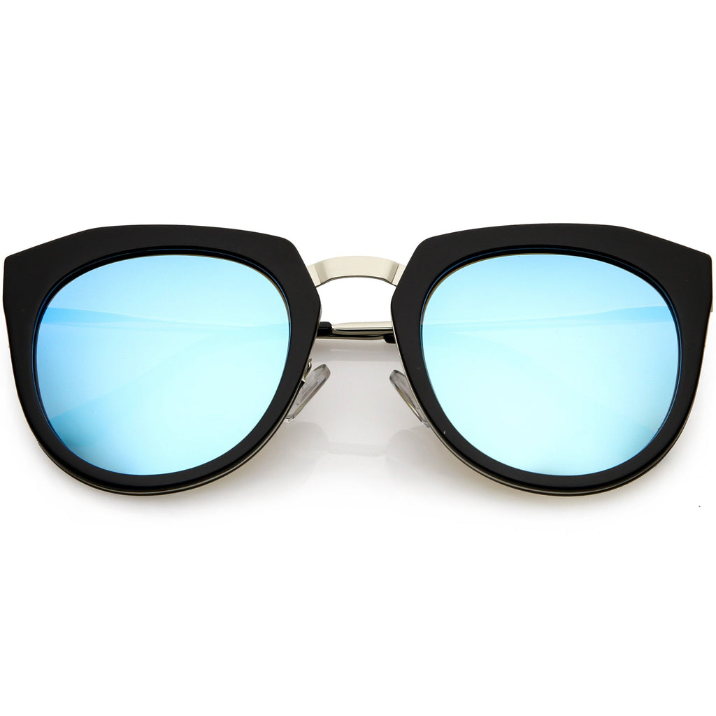 Women's Polarized Round Cat Eye Mirrored Lens Sunglasses C823