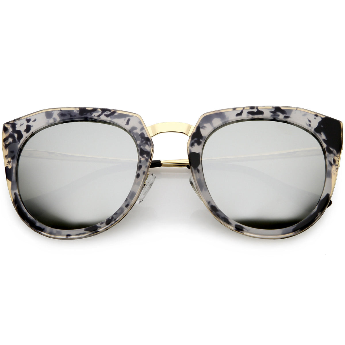 Women's Polarized Round Cat Eye Mirrored Lens Sunglasses C823