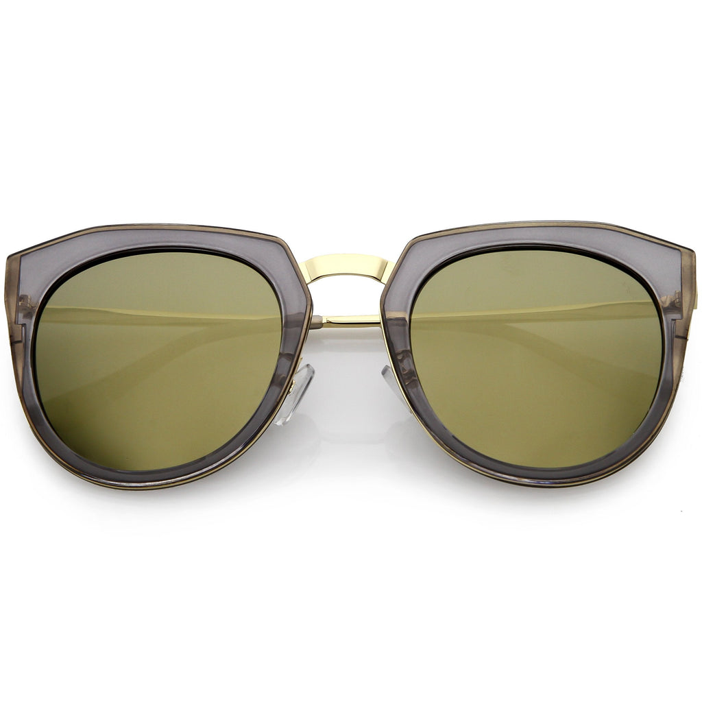 Women's Polarized Round Cat Eye Mirrored Lens Sunglasses C823