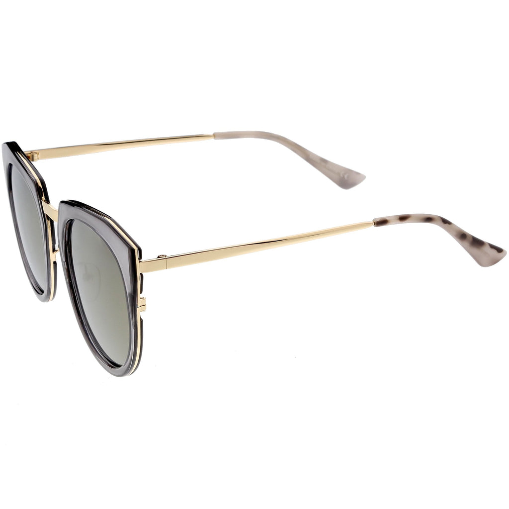 Women's Polarized Round Cat Eye Mirrored Lens Sunglasses C823