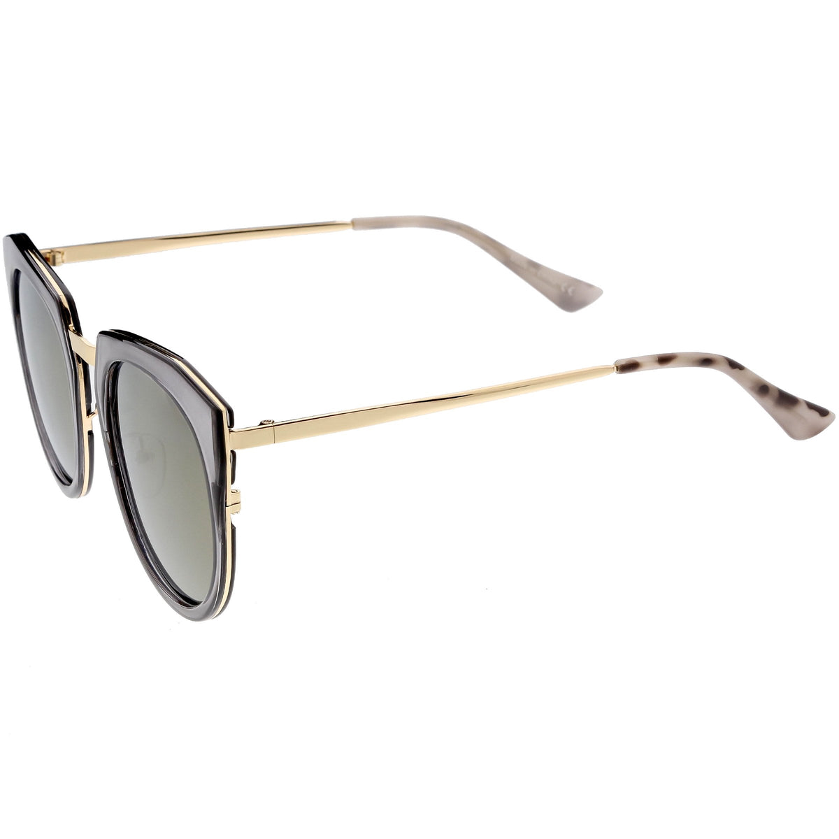 Women's Polarized Round Cat Eye Mirrored Lens Sunglasses C823