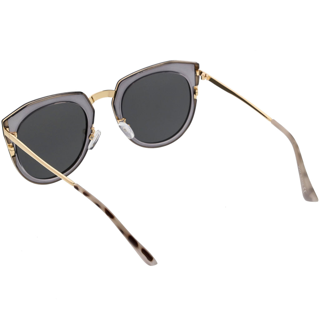 Women's Polarized Round Cat Eye Mirrored Lens Sunglasses C823