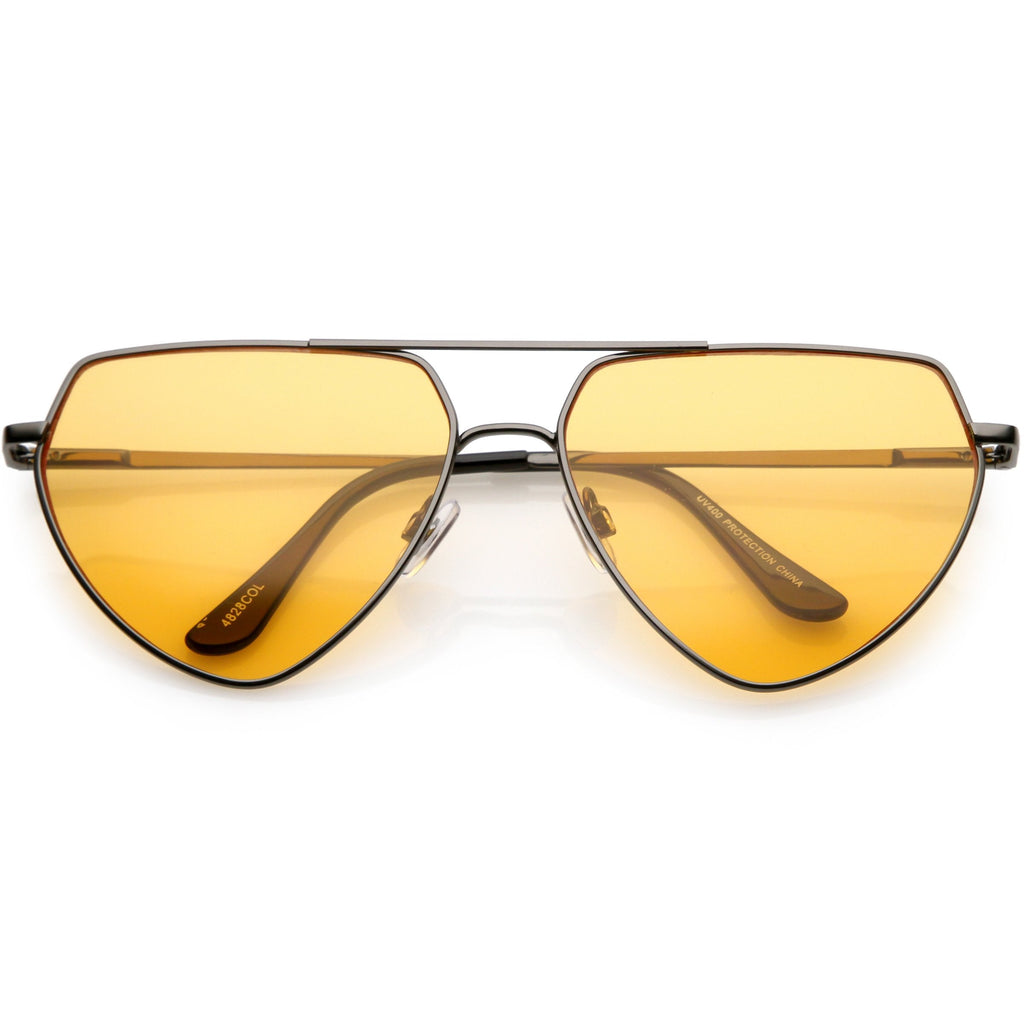 Retro Oversize Color Tone Flat Top Aviator Sunglasses C755