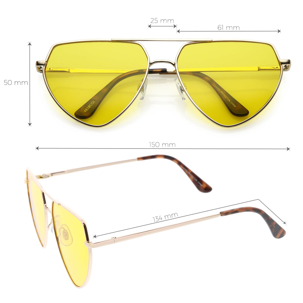 Retro Oversize Color Tone Flat Top Aviator Sunglasses C755