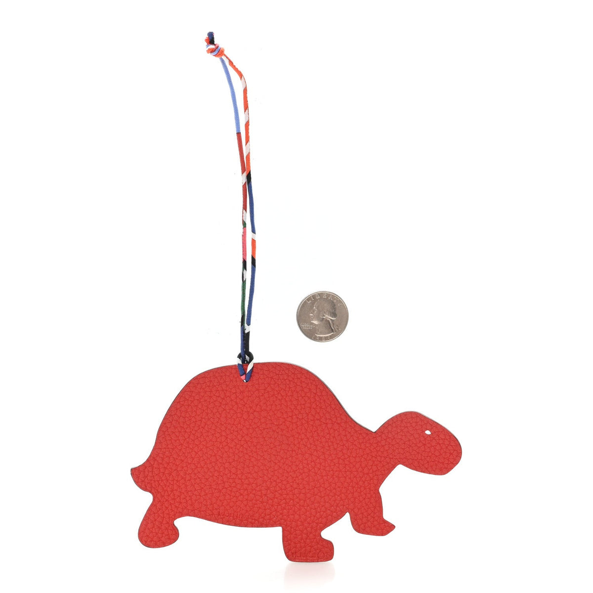 Togo Epsom Petit H Turtle Bag Charm GM Rouge Casaque Malachite