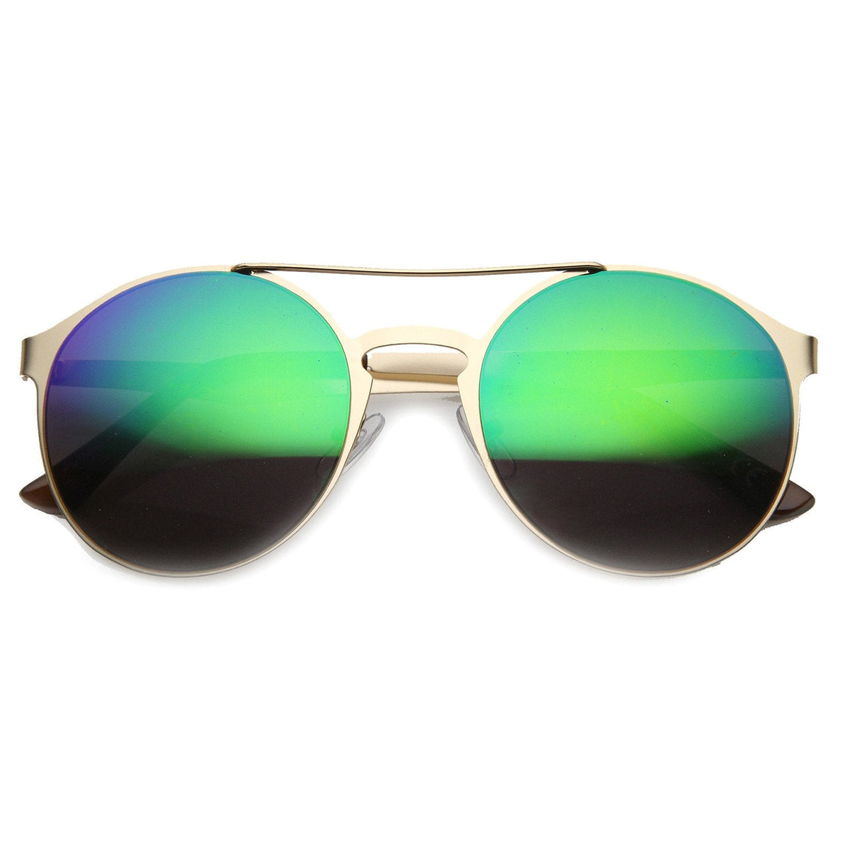 Retro Fashion Round Metal Crossbar Mirror Lens Sunglasses 9819