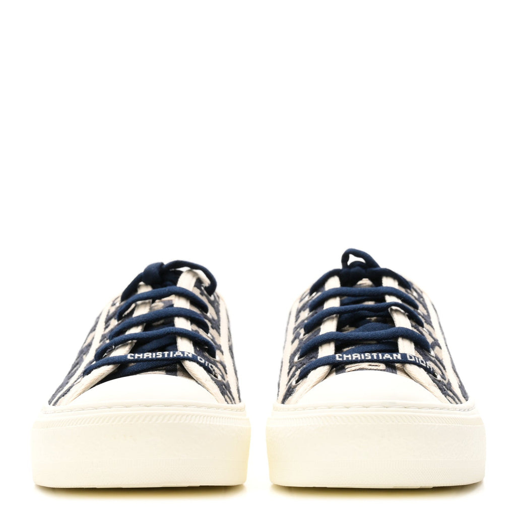 Canvas Oblique Walk'N'Dior Low Top Platform Sneakers 36.5 Deep Blue