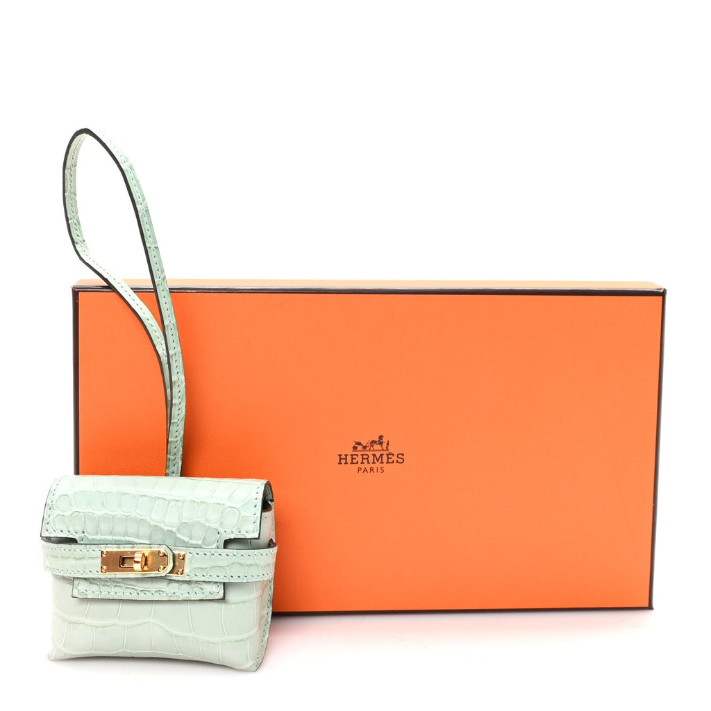 Matte Alligator Festival Kelly Bag Charm Vert D'eau