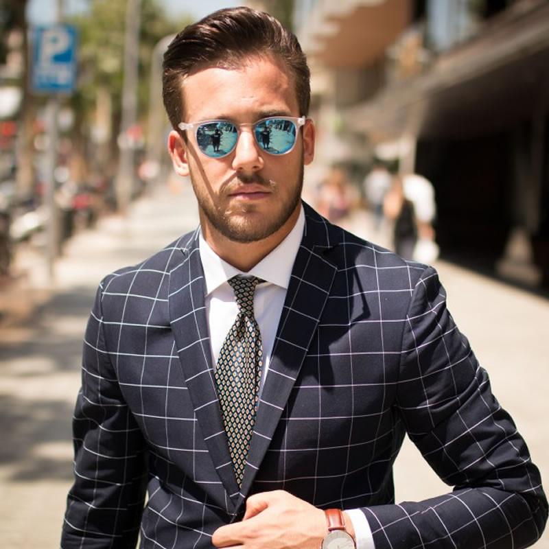Retro P3 Horned Rim Frame Mirrored Lens Sunglasses 8829