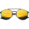 Retro Fashion Round Metal Crossbar Mirror Lens Sunglasses 9819