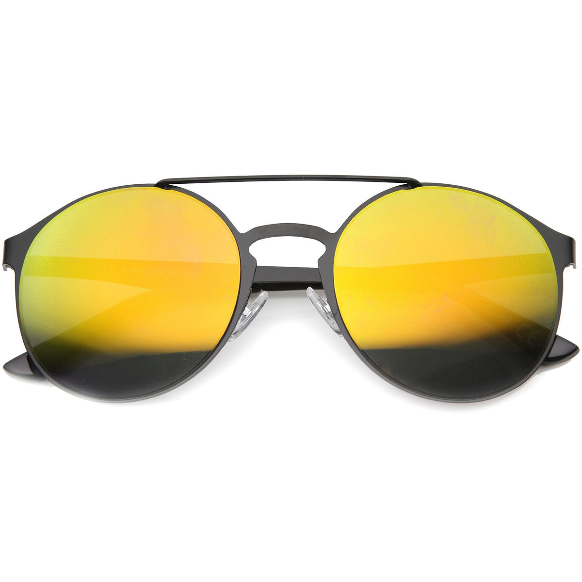 Retro Fashion Round Metal Crossbar Mirror Lens Sunglasses 9819
