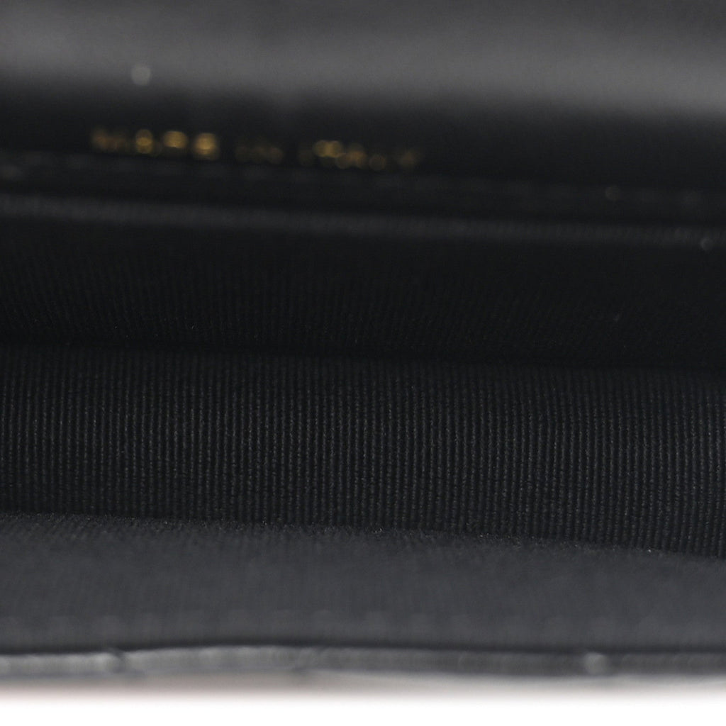Lambskin Quilted CC Hook Card Holder Black