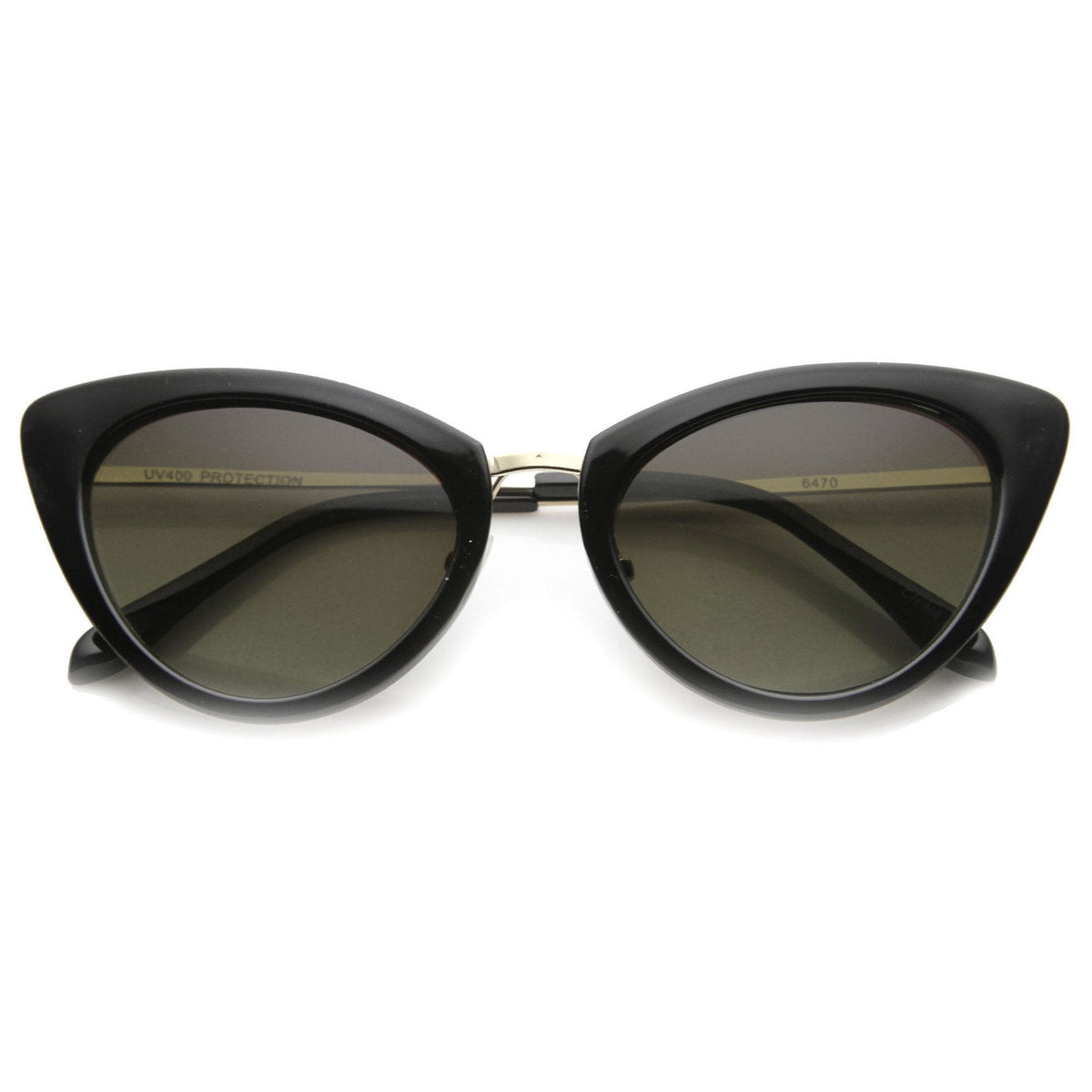 Women's Retro Fashion Cat Eye Metal Temple Sunglasses 9800