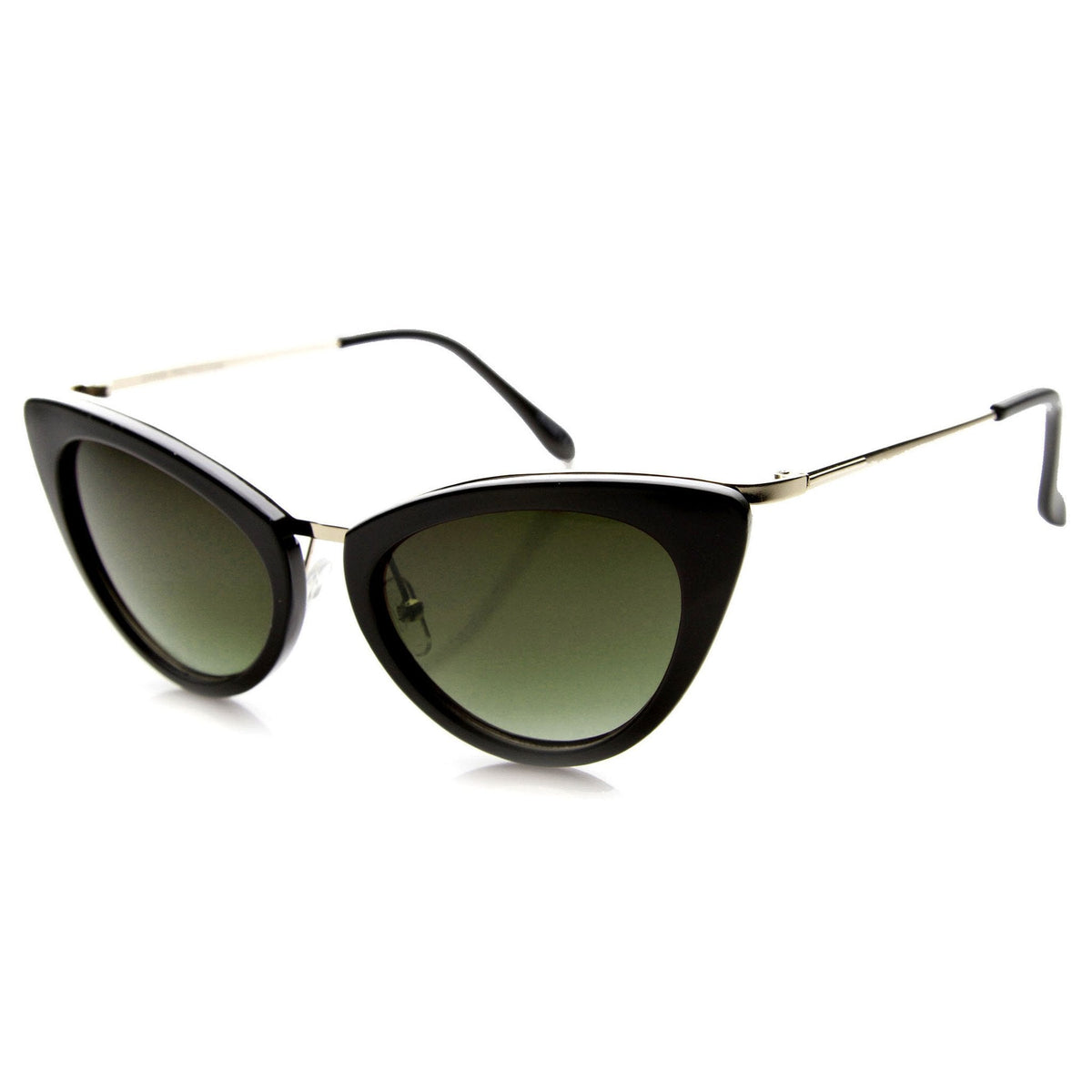 Women's Retro Fashion Cat Eye Metal Temple Sunglasses 9800