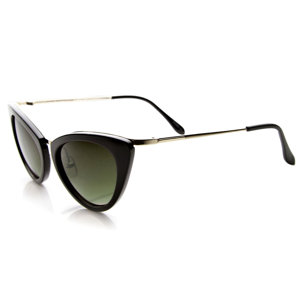 Women's Retro Fashion Cat Eye Metal Temple Sunglasses 9800