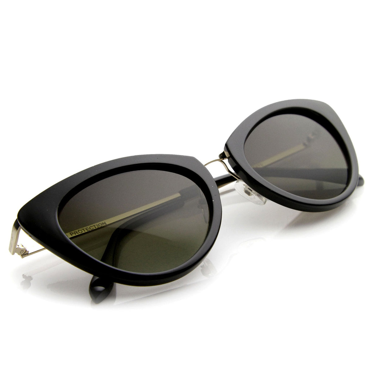 Women's Retro Fashion Cat Eye Metal Temple Sunglasses 9800