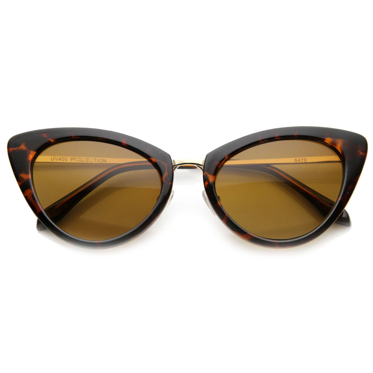 Women's Retro Fashion Cat Eye Metal Temple Sunglasses 9800
