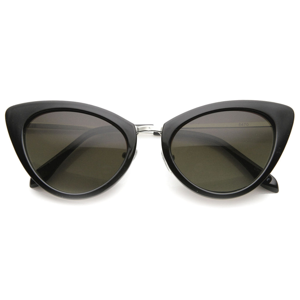 Women's Retro Fashion Cat Eye Metal Temple Sunglasses 9800