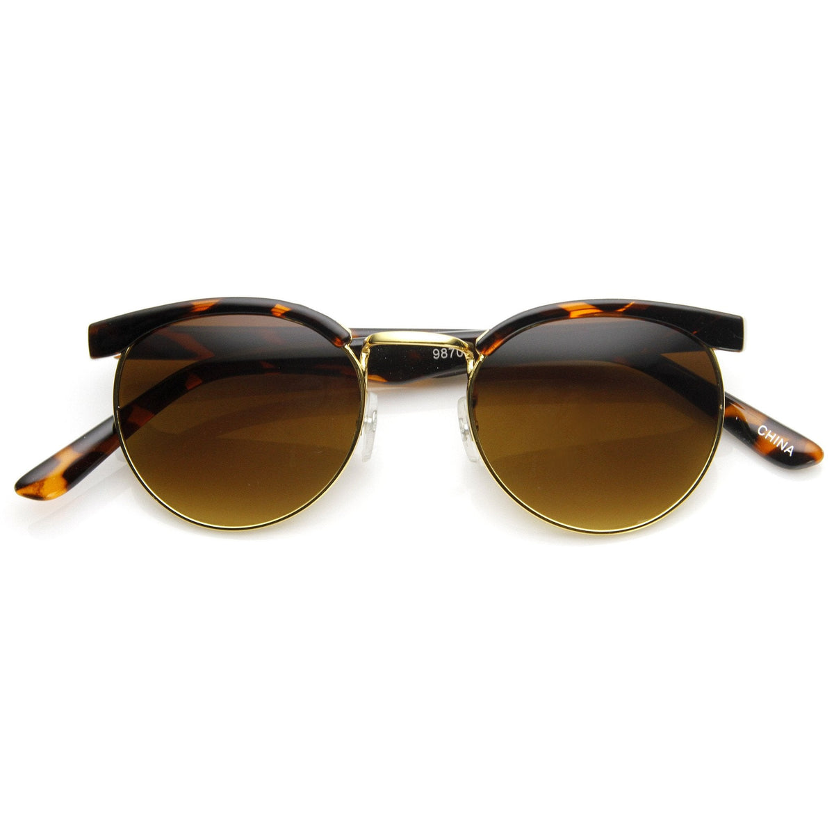 Dapper Vintage Fashion Round Half Frame Sunglasses 9165