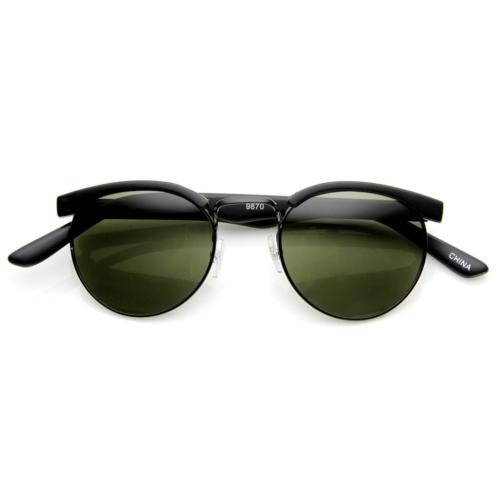 Dapper Vintage Fashion Round Half Frame Sunglasses 9165