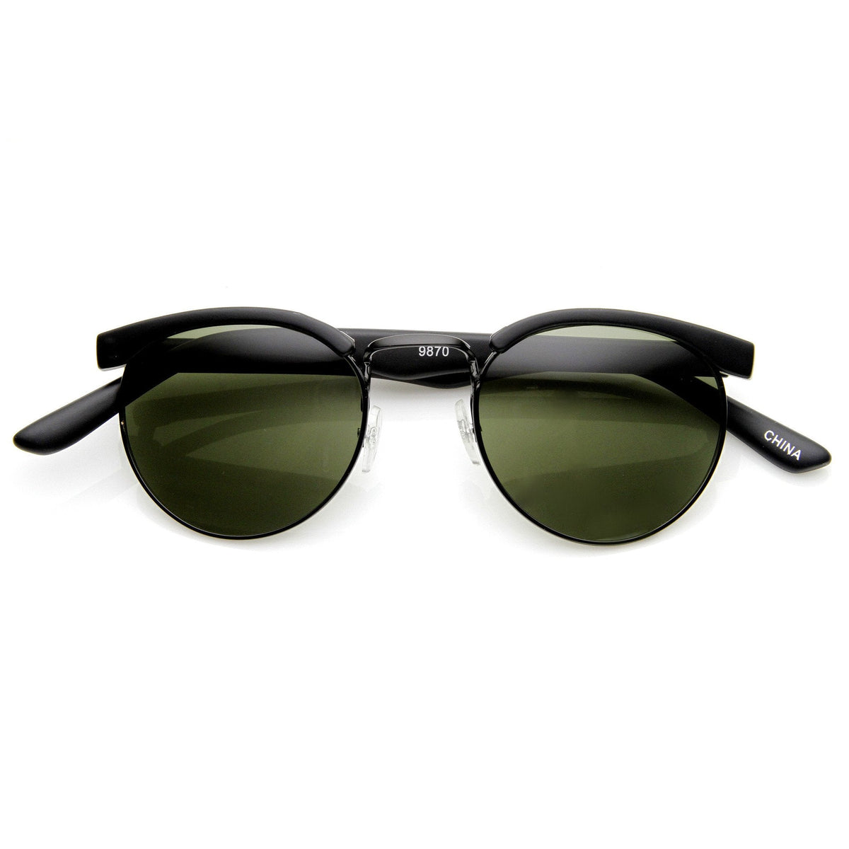 Dapper Vintage Fashion Round Half Frame Sunglasses 9165