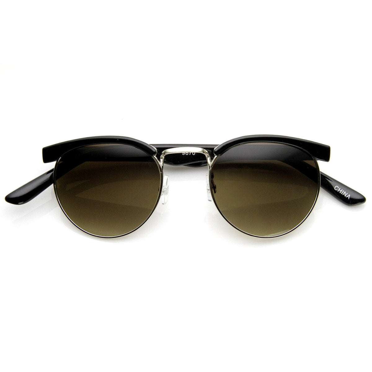 Dapper Vintage Fashion Round Half Frame Sunglasses 9165