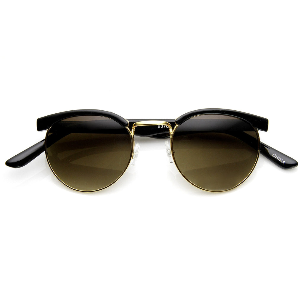 Dapper Vintage Fashion Round Half Frame Sunglasses 9165