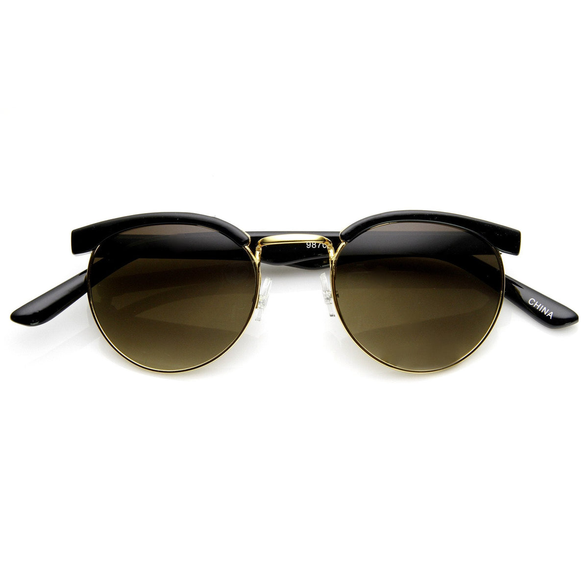 Dapper Vintage Fashion Round Half Frame Sunglasses 9165
