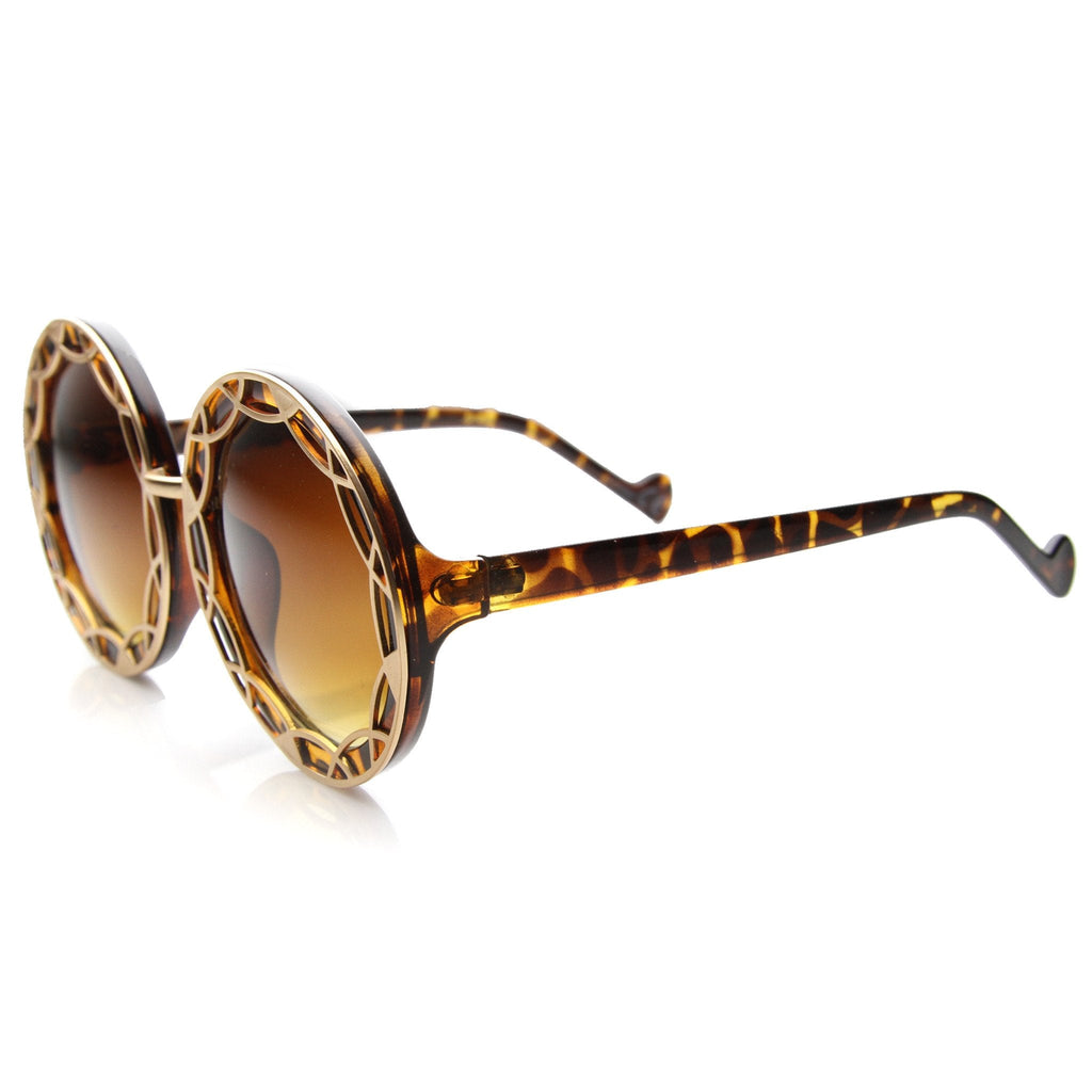 Women's Oversize Round Flat Pattern Sunglasses 9832